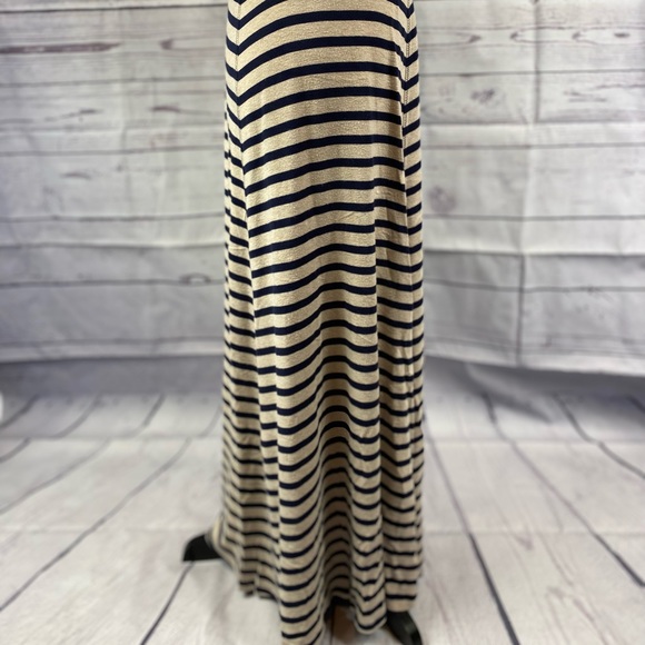 GAP Navy/Tan Striped Maxi Skirt - L - Picture 3 of 4